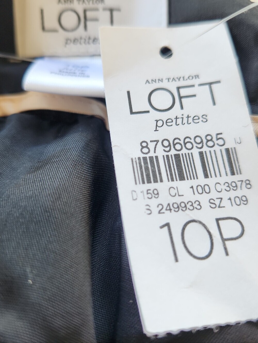 NWT Ann Taylor LOFT Julie Curvy Trouser Pants 10P Gray Herringbone Tweed Stretch - Picture 4 of 5